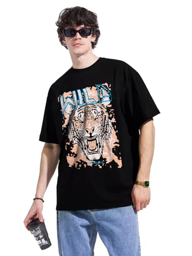 Image of LEOTUDE Oversized Cotton Blend Half Sleeve Unisex (Women /Men) T-Shirts