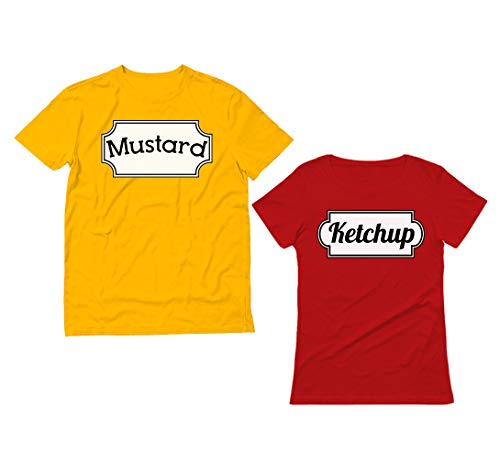 Ketchup & Mustard Matching Couple Halloween Set Easy Costume T-Shirts Women X-Large Red/Men Yellow M - //coolthings.us