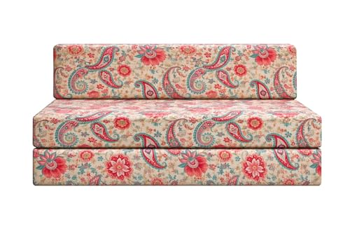 Image of Rosebell Foldable Printed 2 Seater Sofa Cum Bed, Sofa Bed 4X6 Feet, Washable Cover- Perfect for Living Room & Office - Multicolor