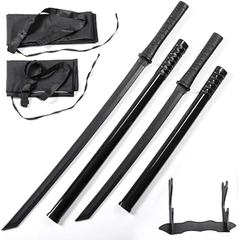 RTCT Katana Sword Polypropylene Training Samurai Sword 2-Piece Set with Display Stand High Intensity Training Plastic Knife Training Japanese Sword Katana,Decoration, Safety, self-Defense, Cosplay Cover