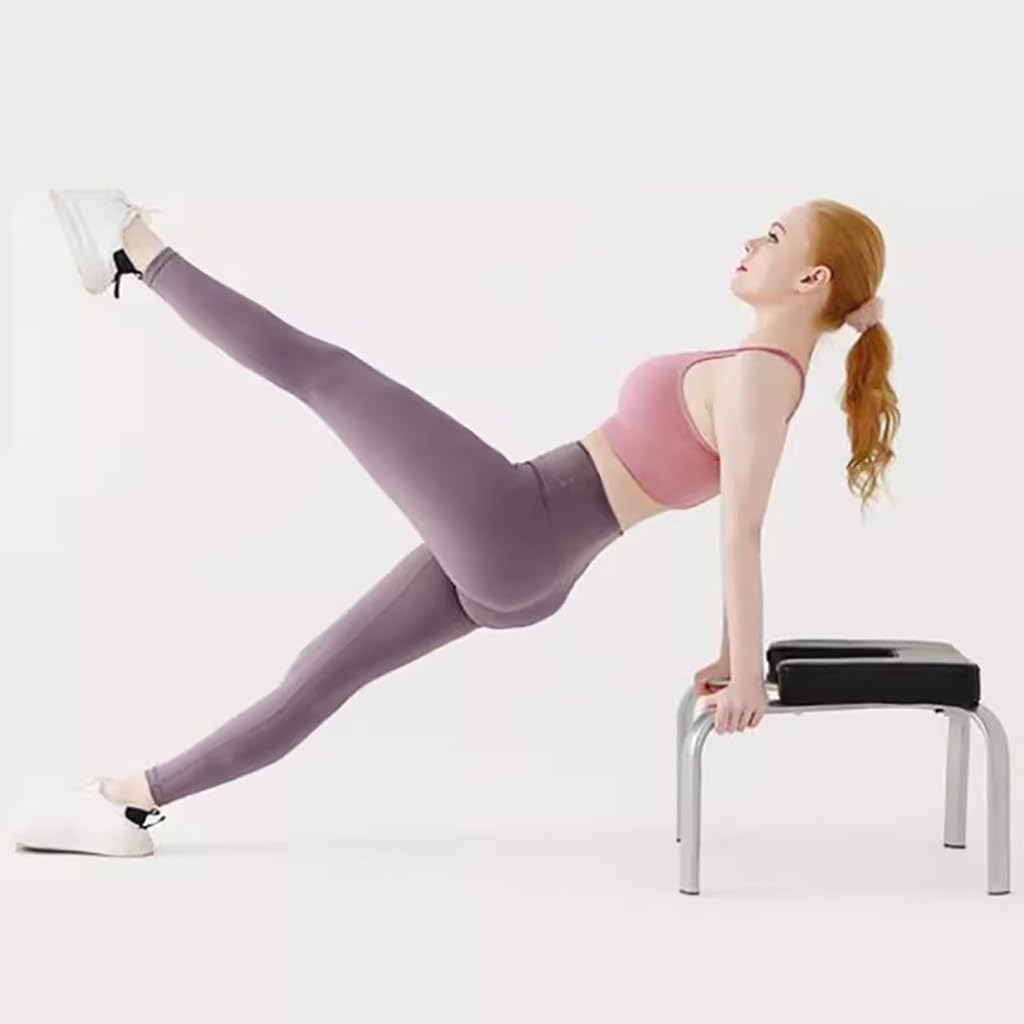 Sedia da yoga a inversione, struttura in acciaio inox, sedile rimovibile a forma di T, sgabello per assistere lo yoga, allenamento di inversione per una maggiore flessibilità e resistenza
