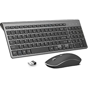 Wireless Keyboard and Mouse,J JOYACCESS 2.4G Ergonomic and Slim Wireless Computer Keyboard Mouse Designed for Windows, PC, Laptop,Tablet – Black Grey