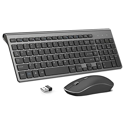 Wireless Keyboard and Mouse,J JOYACCESS 2.4G Ergonomic and Slim Wireless Computer Keyboard Mouse Designed for Windows, PC, Laptop,Tablet - Black Grey