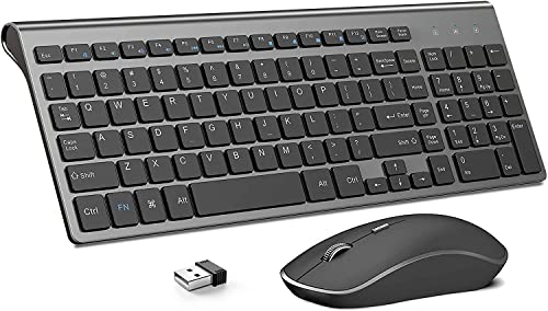 J JOYACCESS Wireless Keyboard and Mouse Combo,2.4G Ergonomic Whisper-Quiet Compact Wireless Computer Keyboard Mouse Designed for Windows, Mac,PC, Laptop,Tablet - Black Grey by J JOYACCESS - Used condition - CA$21.09