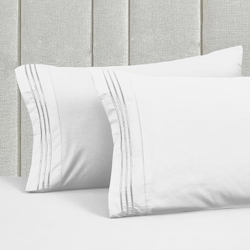 Image of Mocassi Luxury 6-Piece Sheet Set, Ultra Soft 1800 Premium Hotel Quality Microfiber Sheet Set, Fits Mattresses Up to 18 to 24 Inches Extra Deep Pocket - Breathable and Secure Fit, King, White