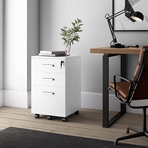 Modern Design By Crafts & Comfort M-MEX-13W Lazio 26 Inch File Cabinet With Lock - Filing Cabinet For Home And Office thumb #3