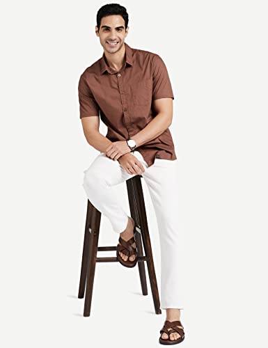 Image of Amazon Brand - Symbol Men's Cotton Shirt | Casual | Plain | Half Sleeve | Summer - Regular Fit (Available in Plus Sizes)