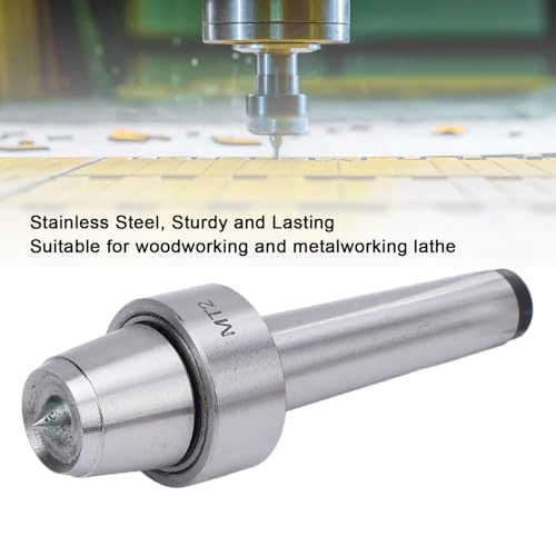 MT2 Live Tailstock Center Cup and Point Tip, Lathe Live Center Cup with Ball Bearing Stainless Steel Lathe Live Center Cup for Woodworking Metalworking No Tailstock Lathe
