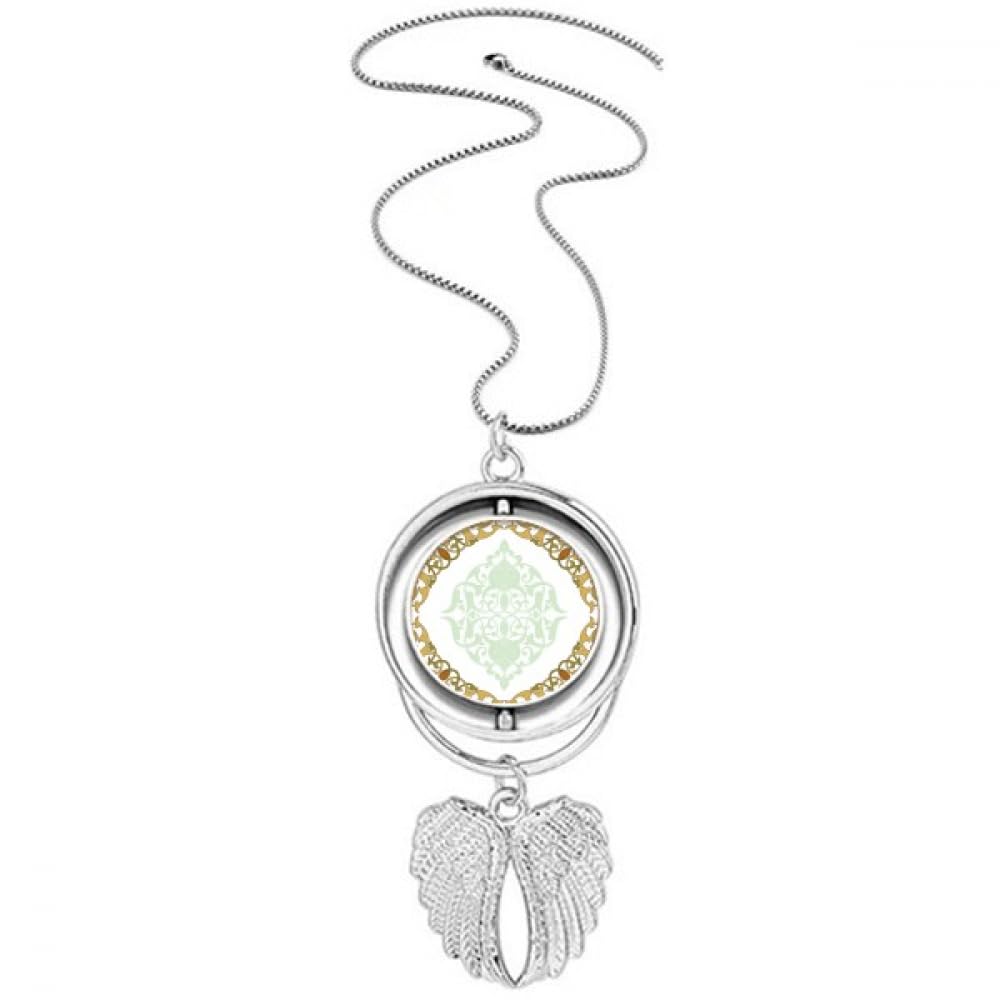 Collier baroque moderne avec médaillon rotatif fleurs et ailes d'ange - 4