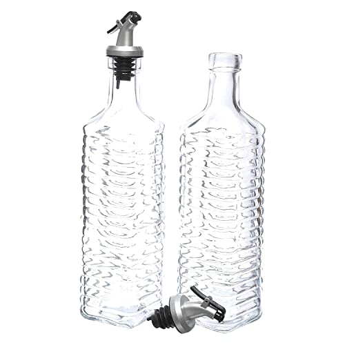 Image of Cutting EDGE Glass Transparent Leak Proof Cap Oil Dispenser and Holder, 500ml (Set of 2)