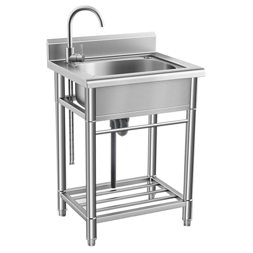 Mejores review On-line Fregadero exterior para patio para comprar online. 37 304 De Fregadero De Cocina Independiente Fregaderos De Cocina Independientes Con Grifo Y Estantes De Almacenamiento Fregadero Exterior for Patio,Jardín,Fiestas Al Aire Libre