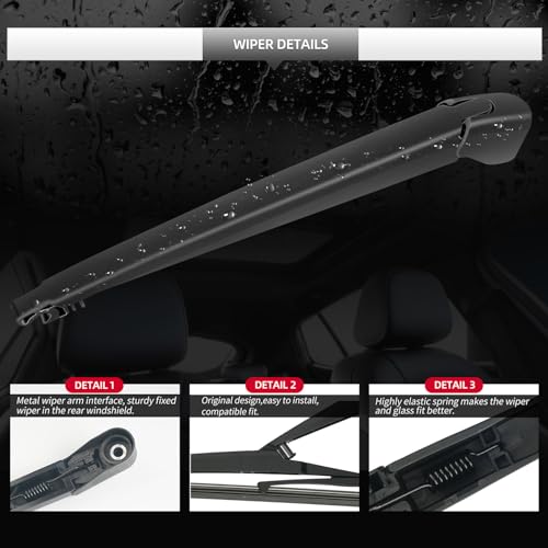 Image of Rear Windshield Wiper Blade and Arm for Mazda CX-5 2013-2025 | OEM Replacement for CX5 CX 5 Back Wipers Arm Blade Streak-Free Assembly All-season Automotive Parts