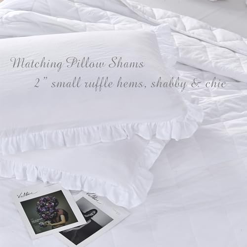 Lady Ann RUFFLE SKIRT BEDSPREAD Queen Set With Pillow Shams, Ultra Soft 30 Inch Long Drop Quilted Farmhouse Bed Spread Vintage Dust Ruffle Shabby And Chic Bedding Lightweight All Seasons thumb #5