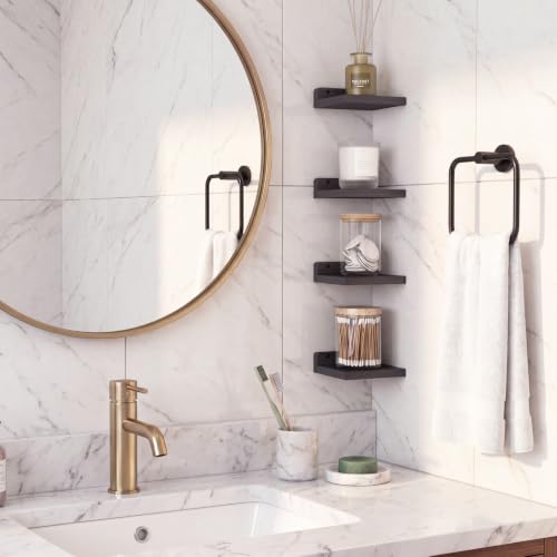 Image of Fixwal Small Floating Shelves for Wall Decor (5Inch, Wood, Black, Set of 4)