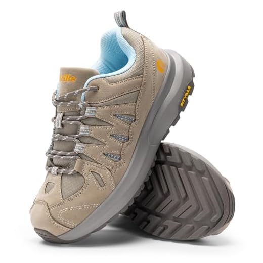 FitVille Zapatillas Trekking Mujer Extra Ancho - Zapatos Senderismo Antideslizantes Calzado Montaña Comodos Amortiguación para Sujeción del Pie Caqui Salvia con Neblina Costera 36 EU Estándar
