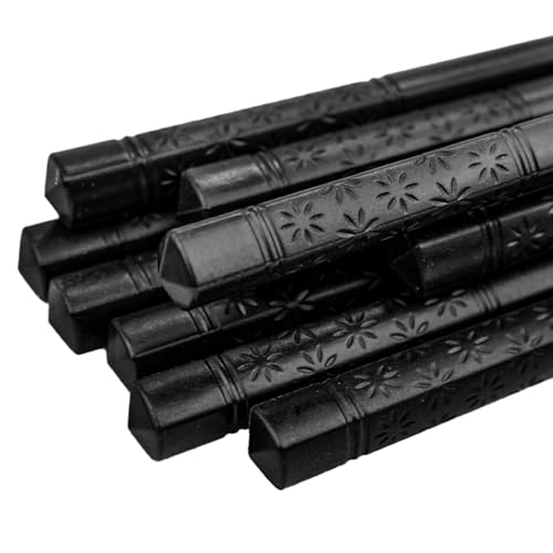 5 Paia Bacchette Sushi Lavabili, 24 cm Giapponesi Con Motivo per Incisione, Set Antiscivolo Riutilizzabili, Lavabili in Lavastoviglie, Chopsticks per Ristoranti Famiglie - Nero - immagine 5