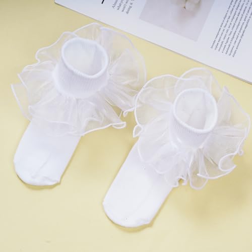 Girls Ruffle Socks Toddler Ruffle Socks Baby Kids Double Layers Lace Dress Sock Cotton Fluffy Dance Sock3