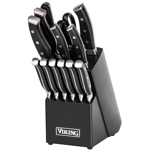 Viking 14 Piece Kitchen Knives Set with Black Knife Block