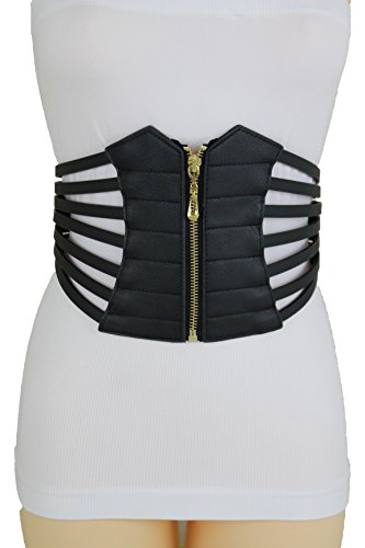 TFJ Women Wide Elastic Corset Belt Hip High Waist Zipper Buckle Size M L2