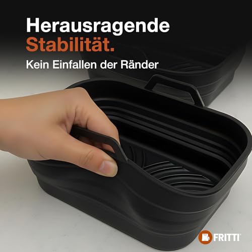 FRITTI® Silikonform Heißluftfritteuse 3 Silikonformen für Airfryer Kammern Air Fryer Zubehör Silikon Backform rechteckig BPA frei. Auflaufform für Ninja Philips Cosori Tefal Silikoneinsätze