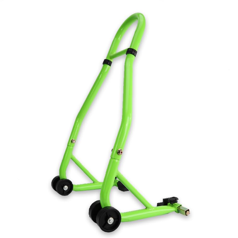 Béquille lève-Moto d'atelier avec Supports pour Roue arrière à Patins (Prise sous Bras oscillant) - Vert