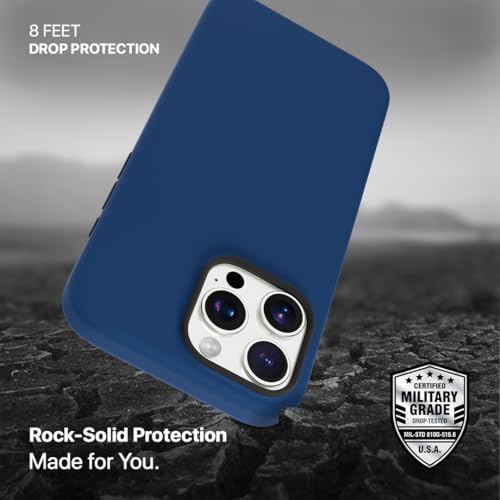 Image of CASEGEAR Silicone Snap Fit Back Cover Case Compatible with iPhone 16 Pro Max | 8 Feet Drop Protection | Compatible with MagSafe | 360 Protection | Shockproof & Scratch Resistant | Blue