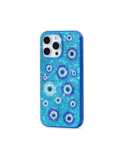 Image of JW PEI Evil Eye Artificial Crystal Embellished Phone Case - Blue