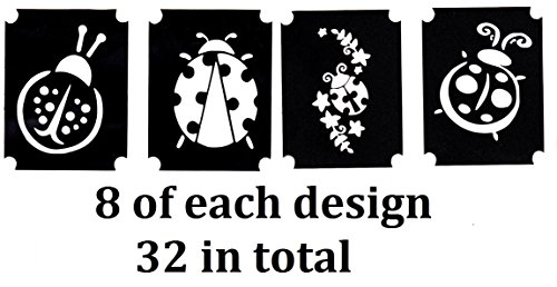 Ladybug Collection (32 Tattoo Glitter Airbrush Stencil Ladybug)