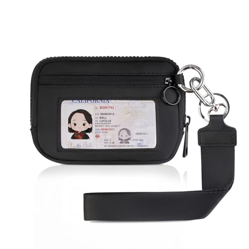 VUTUXA KeyChain Wristlet Wallet For Women Iris Zip Card Case With ID Window