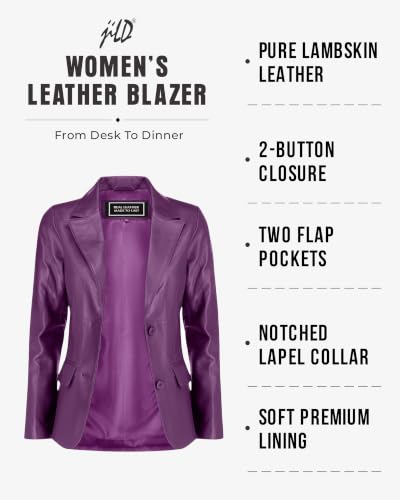 Image of Jild Classic Style Leather Blazer Women - Casual Coat Leather Jacket Women