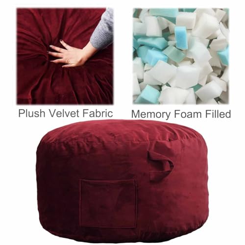 Image of Bean Bag Chairs, Memory Foam Stuffing Bean Bag Chair for Adults /Teens /Kids, Velvet Lazy Sofa Furniture with Removable High-Rebound Memory Foam for Living Room Bedroom College Dorm