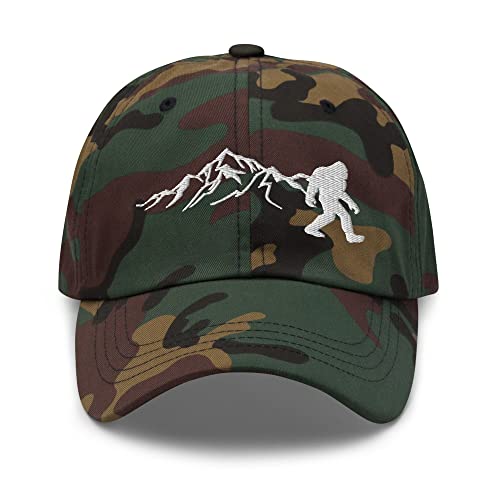 Big Foot Outdoors Nature Bigfoot Embroidered Dad hat Green Camo One Size