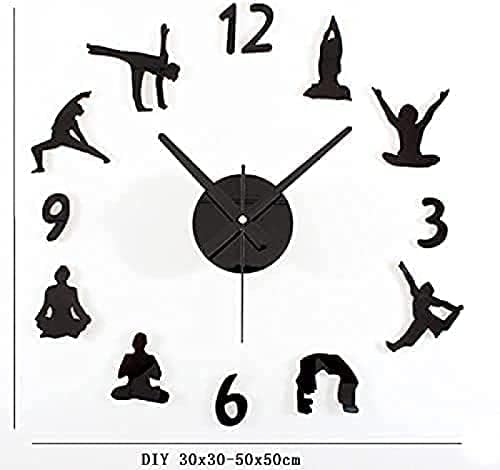 Miniatura 5 de Bedroom Accessories Yoga Meditation Action Wall Stickers Acrylic Clock 3D Mirror Clock Reloj Pared Mural Wallpaper Decals Living Room Decoration