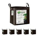 GeoPot 7 Gallon Fabric Grow Bags with Handles - 5-Pack - Black - Indoor/Outdoor...