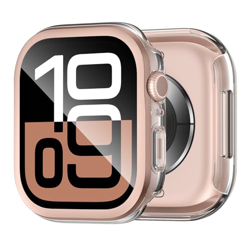 Image of Compatible with Apple Watch Ultra 3 2 1 49mm Case Hard PC with 9H Tempered Glass Screen Protector, Full Protection Bumper Protective Cover for iWatch series 11 10 Case 42mm 46mm (Rose Gold,42mm)