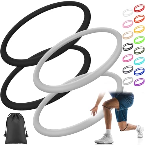 Image of Foilswirl Silicone Patella Knee Band for Basketball Patella Tendon Support Knee Pain Running Tendon Brace Support Strap(4,Black and Gray,M)