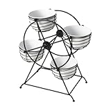 Gourmet Basics by Mikasa Ferris Wheel Rotating Entertaining Caddy Dip Bowl Set, 13 x 11 x 6.5 Inch, Black