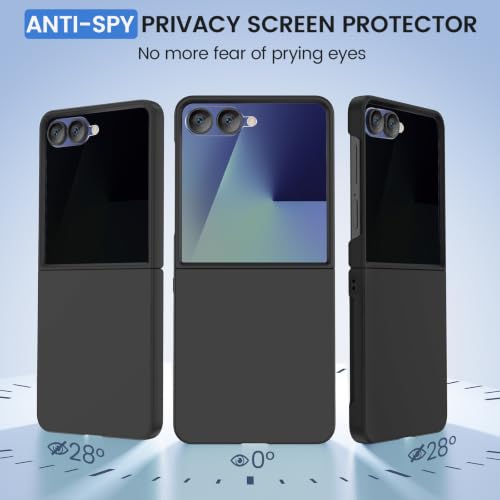Image of Ruky for Z Flip 8 Case Built-in with Privacy Screen Protector, Black | Support Wireless Charging, Full Body Cover Shockproof Hard PC Ultra-Thin Phone Case for Samsung Galaxy Z Flip 8, Black