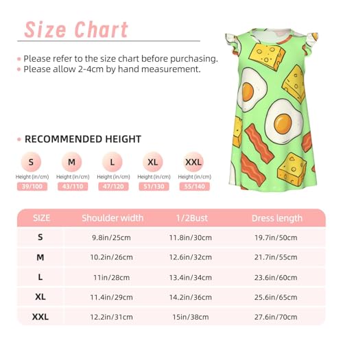 Augenstern Flutter Sleeve Nightgown Pajama Gown Cartoon Bacon Eggs Easy Pull-On Sleepwear Nightdress3