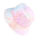 TEMPNAP 1 Pieza Gorro De Peluche Gorra De Pescador De Peluche Sombreros De Pescador De Teñido Anudado Sombrero De Cubo Esponjoso Sombreros De Chicas Naranja Pelo