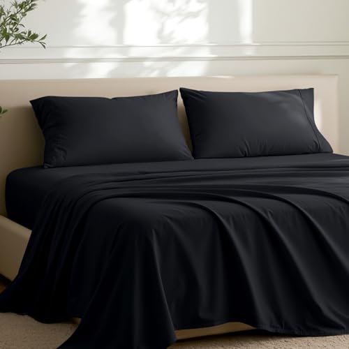 Image of Bare Home Microfiber Pillow Cases - King Size 20x40 - Cooling Pillowcases - Double Brushed - Easy Care - Envelope Closure (King Pillowcase Set of 2, Black)