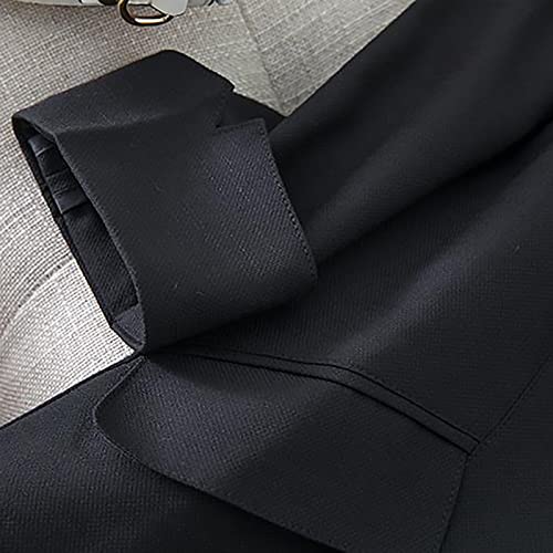 STKOOBQ Saída feminina diária primavera verão ajuste regular casual manga longa cor lisa, Preto, P
