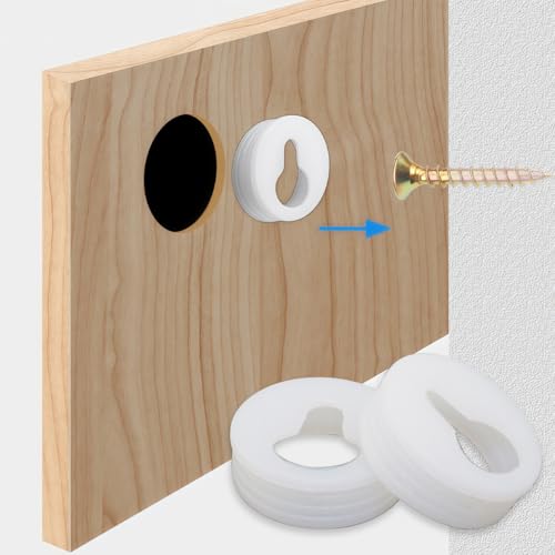 Image of 50PCS Picture Frame Accessory Latch Invisible Gourd Hanging Picture Latch White Furniture Hardware Round Latch Plastic Locking Hole Hanging Plate for Hanging Wall Art Photo Clock Logo