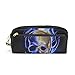 Produktbild Bleistiftetui Großer Stift Briefpapier Tasche Kosmetische Schminktasche Schädel Blau Feuer Cool Dark für Student Boy Girl Pouch Geldbörse Reißverschluss