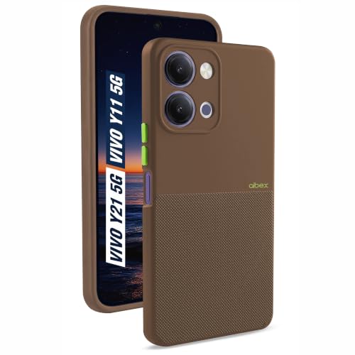 Image of AIBEX Premium Back Cover Case Compatible for VIVO T5 LITE 5G / Y21 5G / Y11 5G | Scratch & Drop Tested Shockproof Matte Texture Case Soft Microfibre Lining Slim Fit with Anti-Scratch Finish - Brown