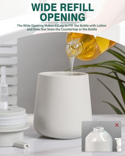 Image of Bosilunlife Soap Dispenser Bathroom - Grey Ceramic Soap Dispenser Lotion Hand Pump Dish Soap Bottle for Kitchen 12oz Refillable Liquid Hand Wash Dispenser for Bathroom