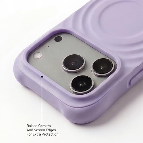 Image of amazon basics Shockproof Case for iPhone 17 Pro | Ripple Pattern | Camera Protection | Protective Cover with Enhanced Grip & Wireless Charging Support - Light Purple