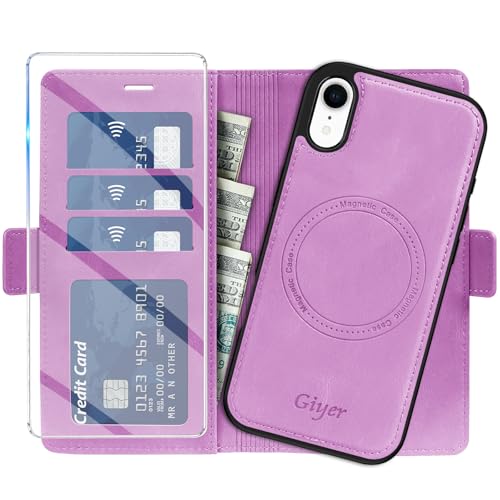 Étui iPhone XR amovible 2 en 1 violet avec protège-écran et support