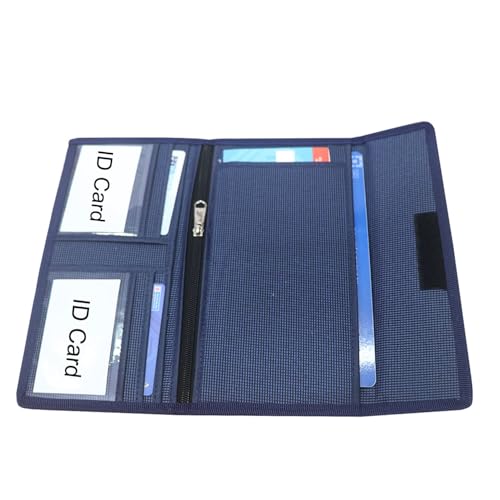 Image of Cheque Book Holder Passport Passbook Holder Wallet Credit and Debit Card Holder Multi Pocket Expanding Zip Pouch Travel Organizer Bag Case for Small Accessories (Blue, Pack of 1)