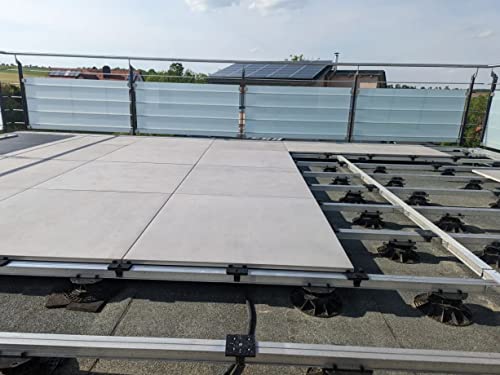 Gartenwelt Riegelsberger Premium Aluminium Montagesystem-Set für Keramik-, Stein-, Betonplatten Komplett-Set Made in Germany Plattenformat 60x60 cm Terrassenfläche 3x3 m | 9 m² Aufbauhöhe 76-89 mm